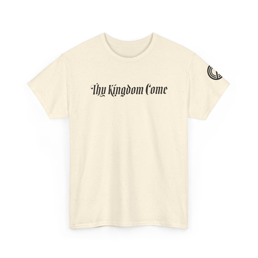"Thy Kingdom Come" Tee — Gothic Script Graphic T‑Shirt