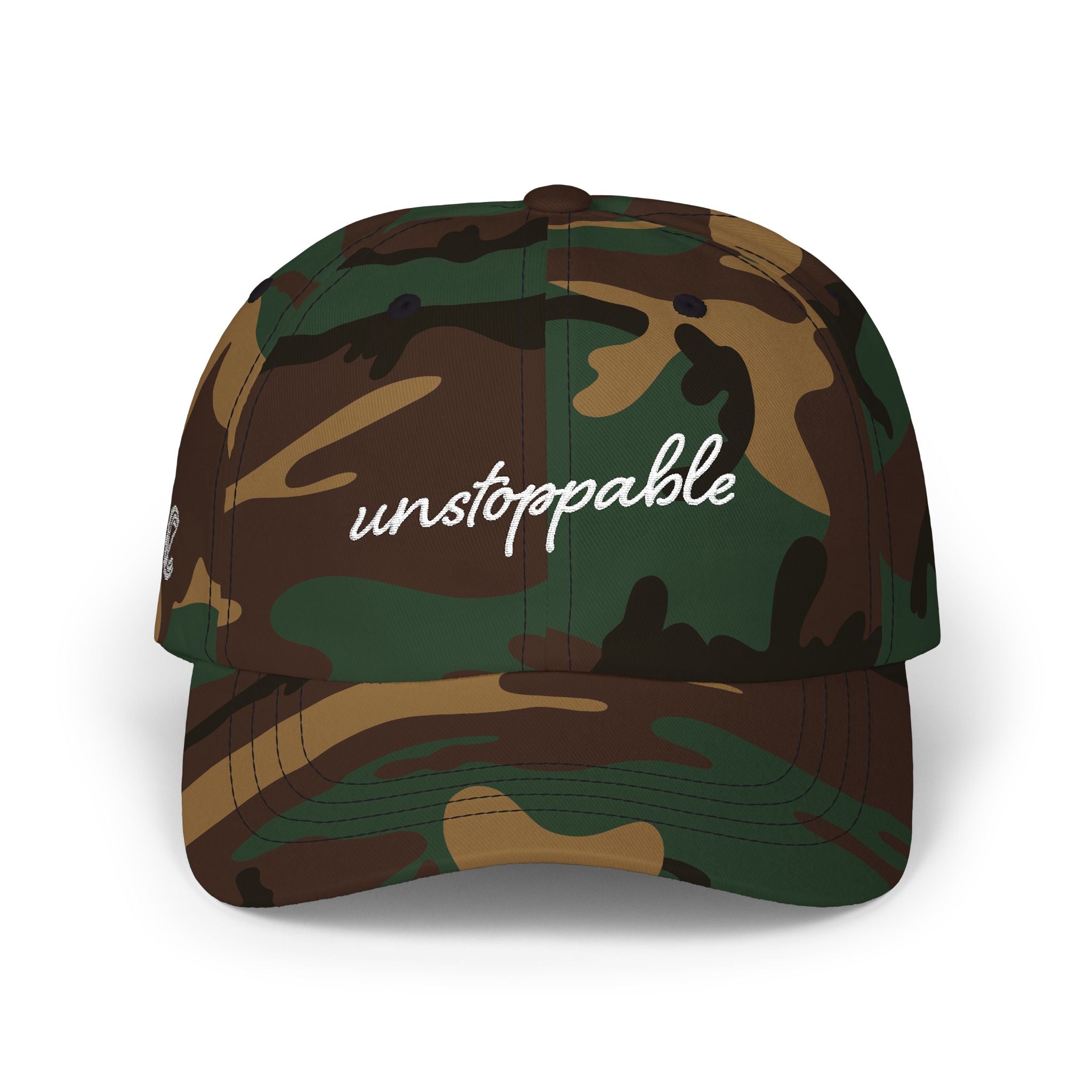 Unstoppable Camo Dad Cap — Classic Camouflage Baseball Hat