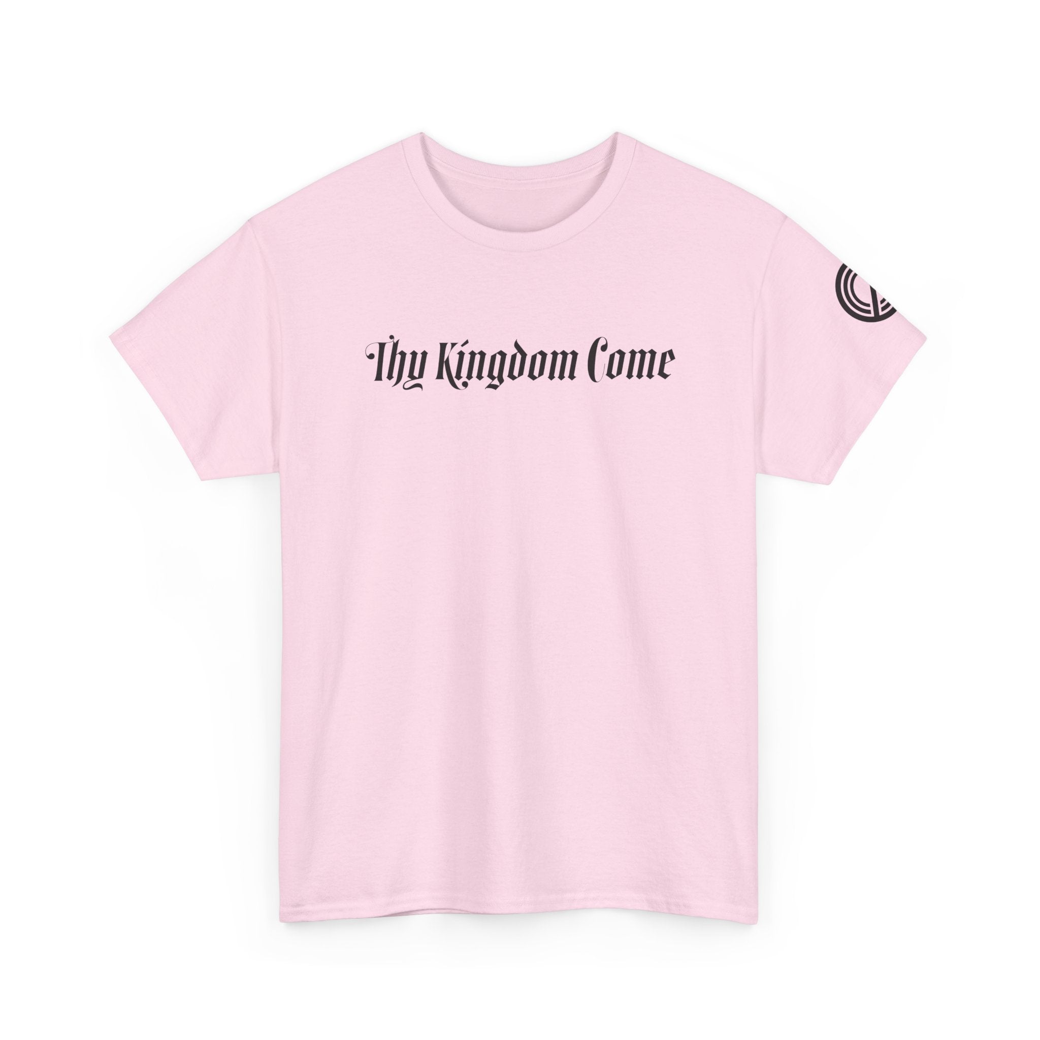 "Thy Kingdom Come" Tee — Gothic Script Graphic T‑Shirt